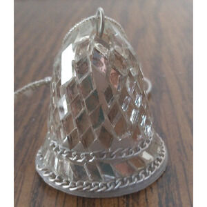 Shiny Plastic Silver Mosaic Bell Ornament